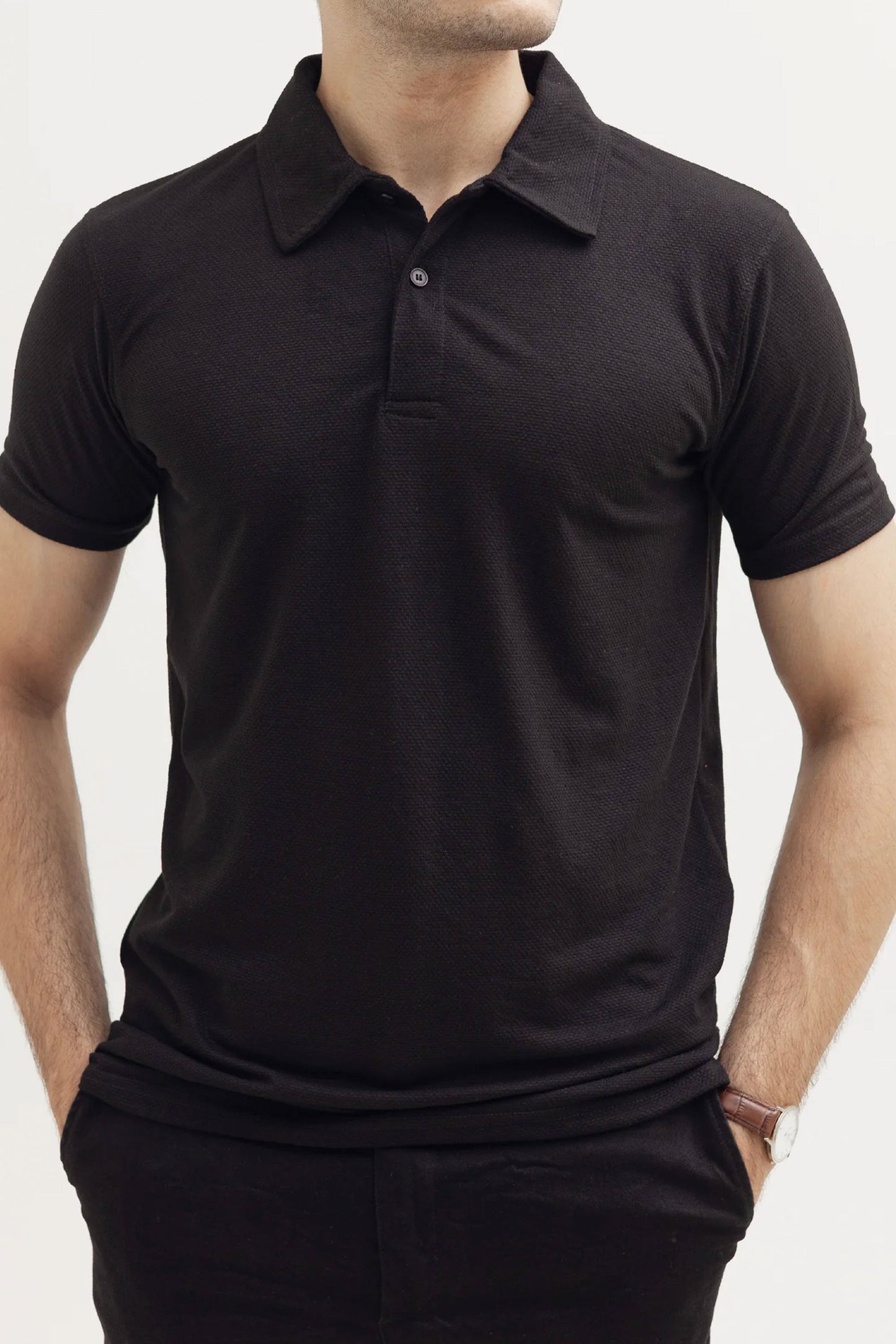 Jet Black Popcorn Polo
