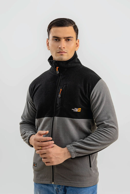 BLACK & GREY SHERPA FURR JACKET