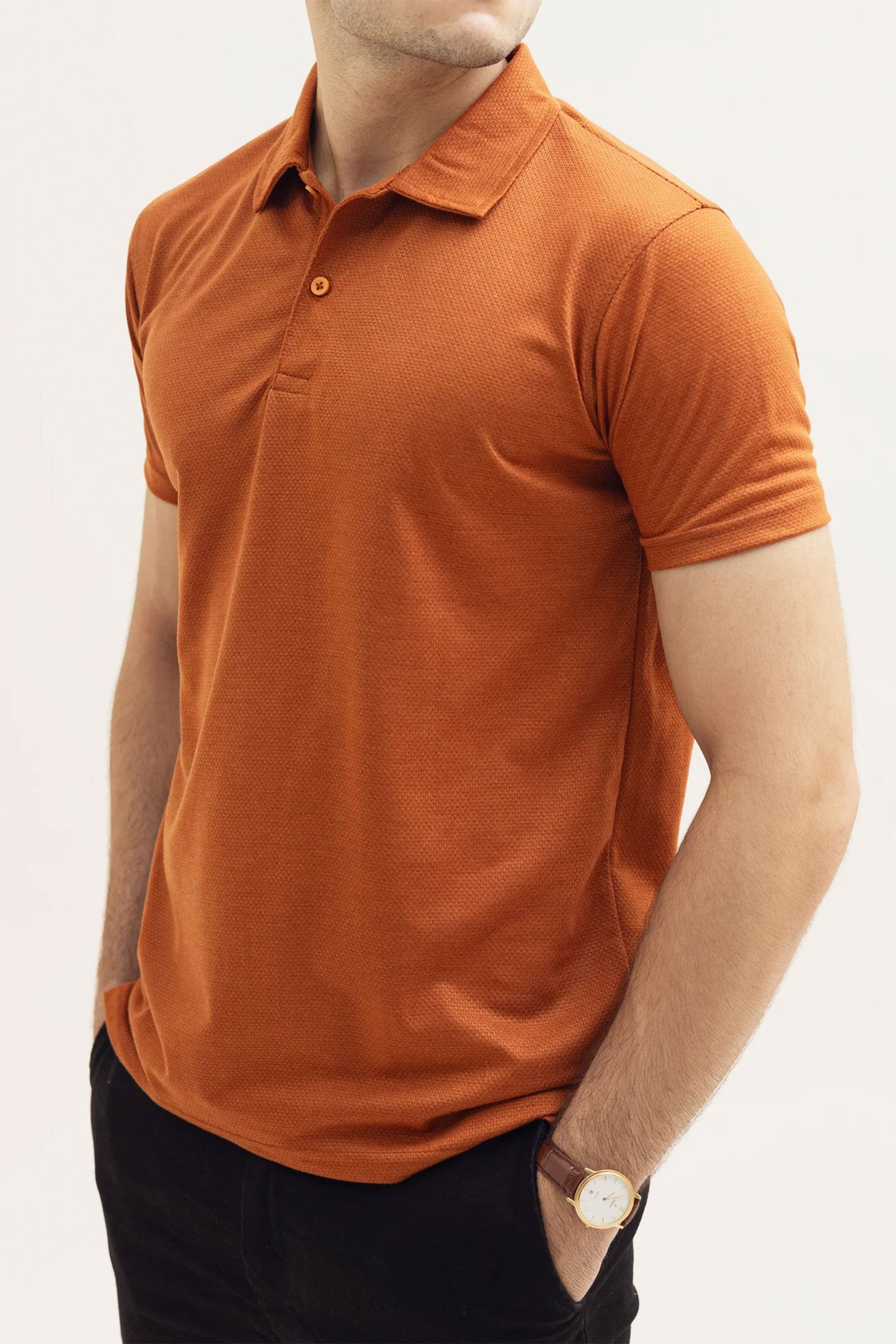 Burnt Orange Popcorn Polo