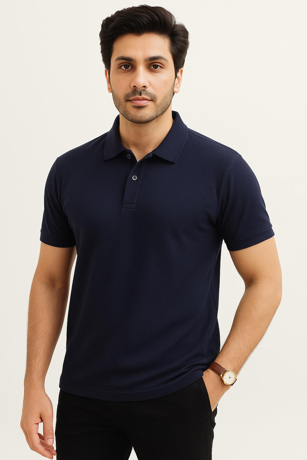 Midnight Navy Popcorn Polo