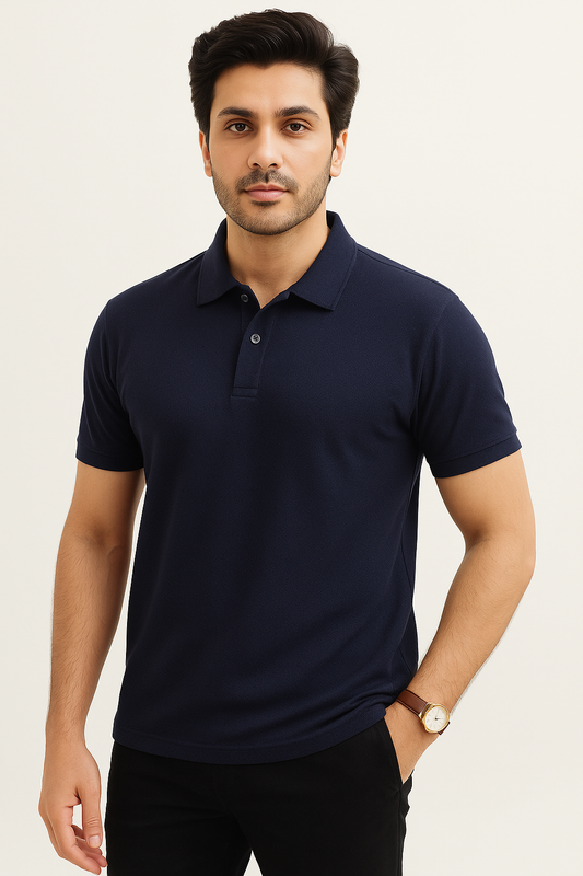 Midnight Navy Popcorn Polo