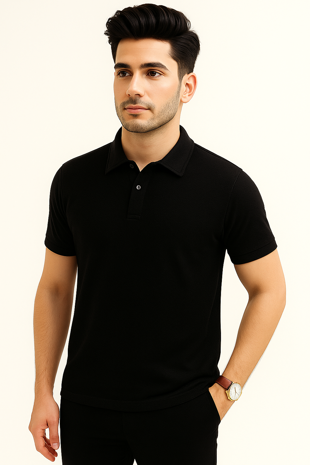 Jet Black Popcorn Polo