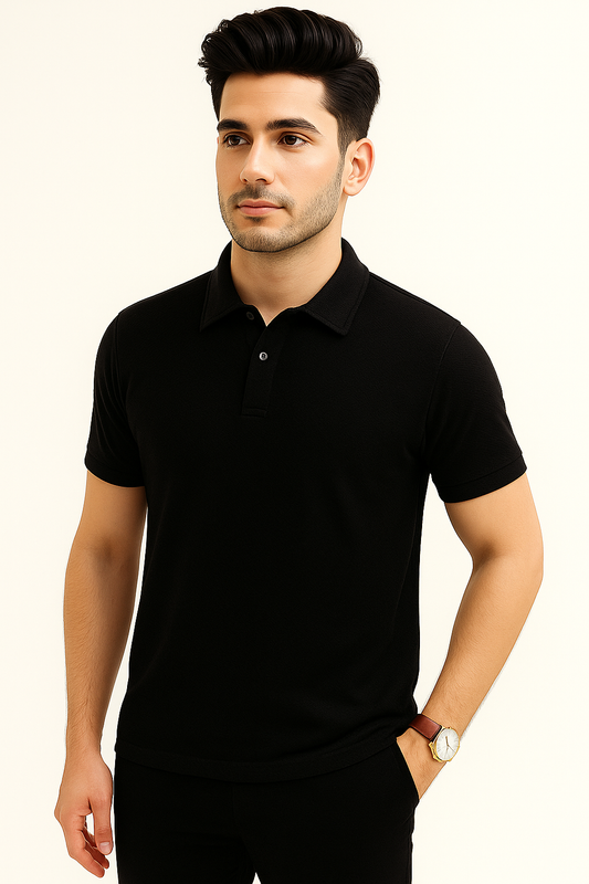 Jet Black Popcorn Polo