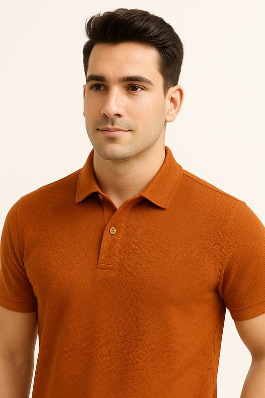 Burnt Orange Popcorn Polo
