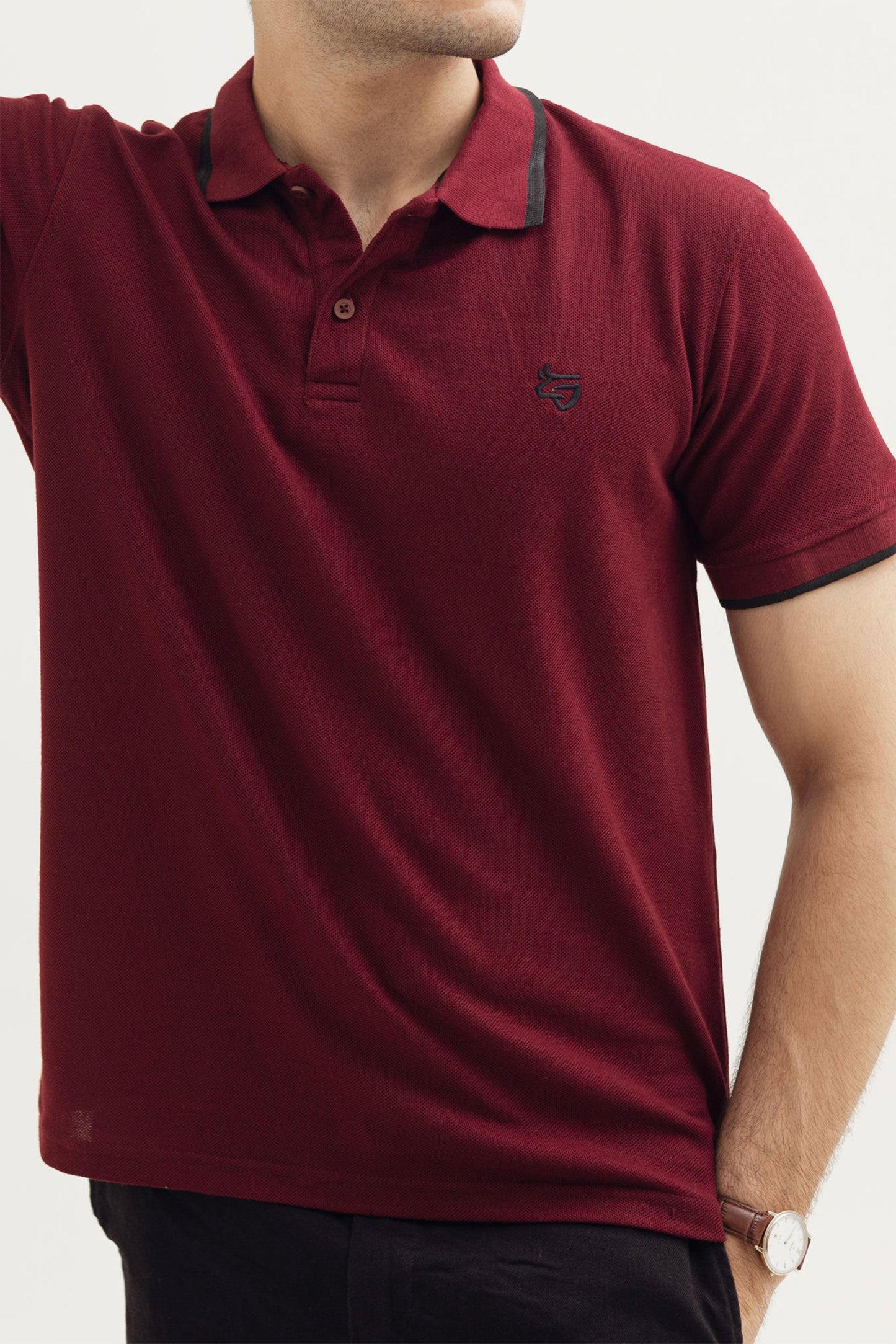 Deep Burgundy Tipping Polo