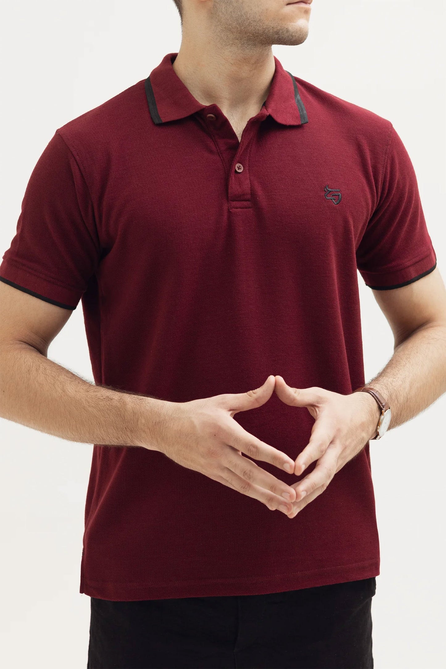 Deep Burgundy Tipping Polo
