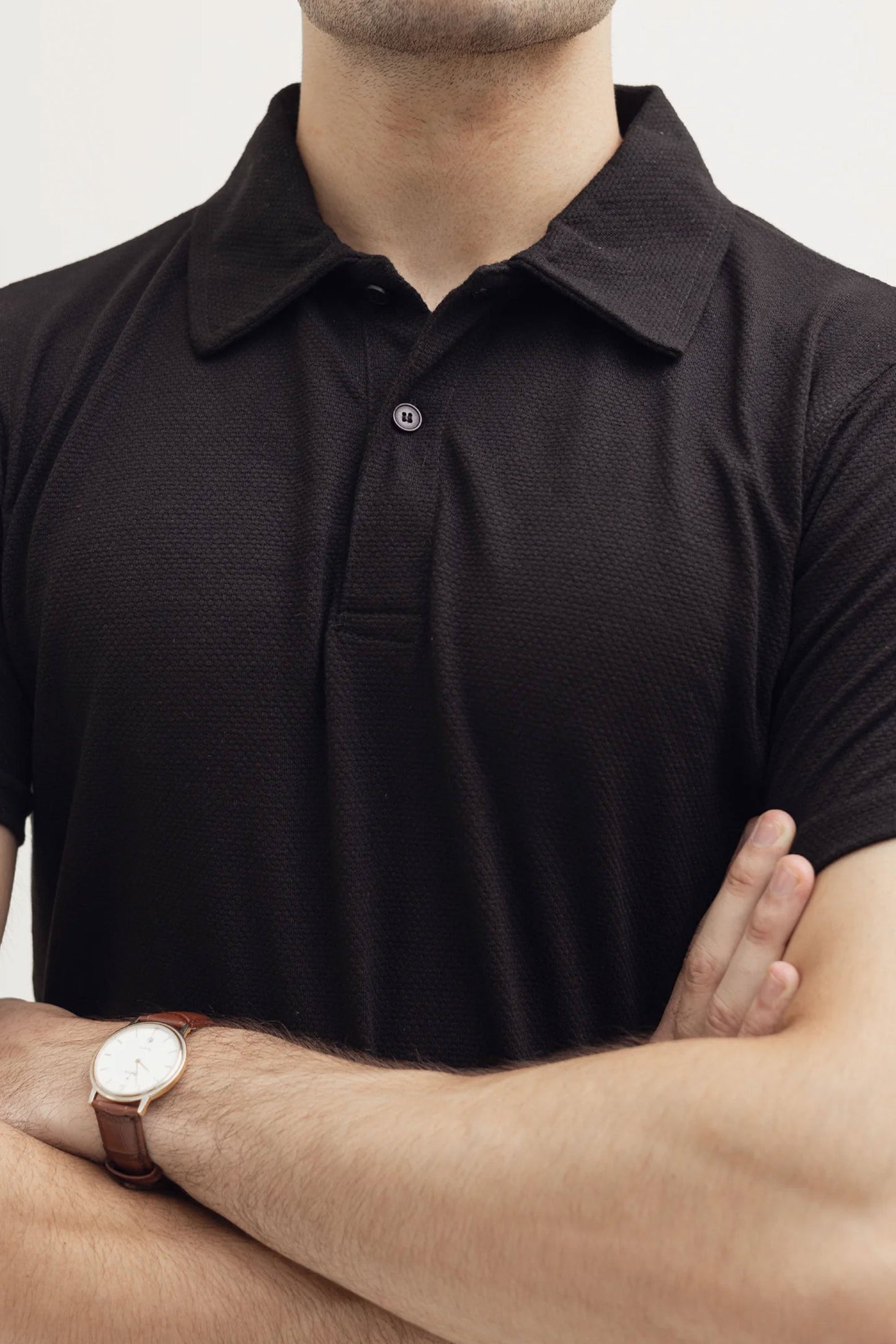 Jet Black Popcorn Polo