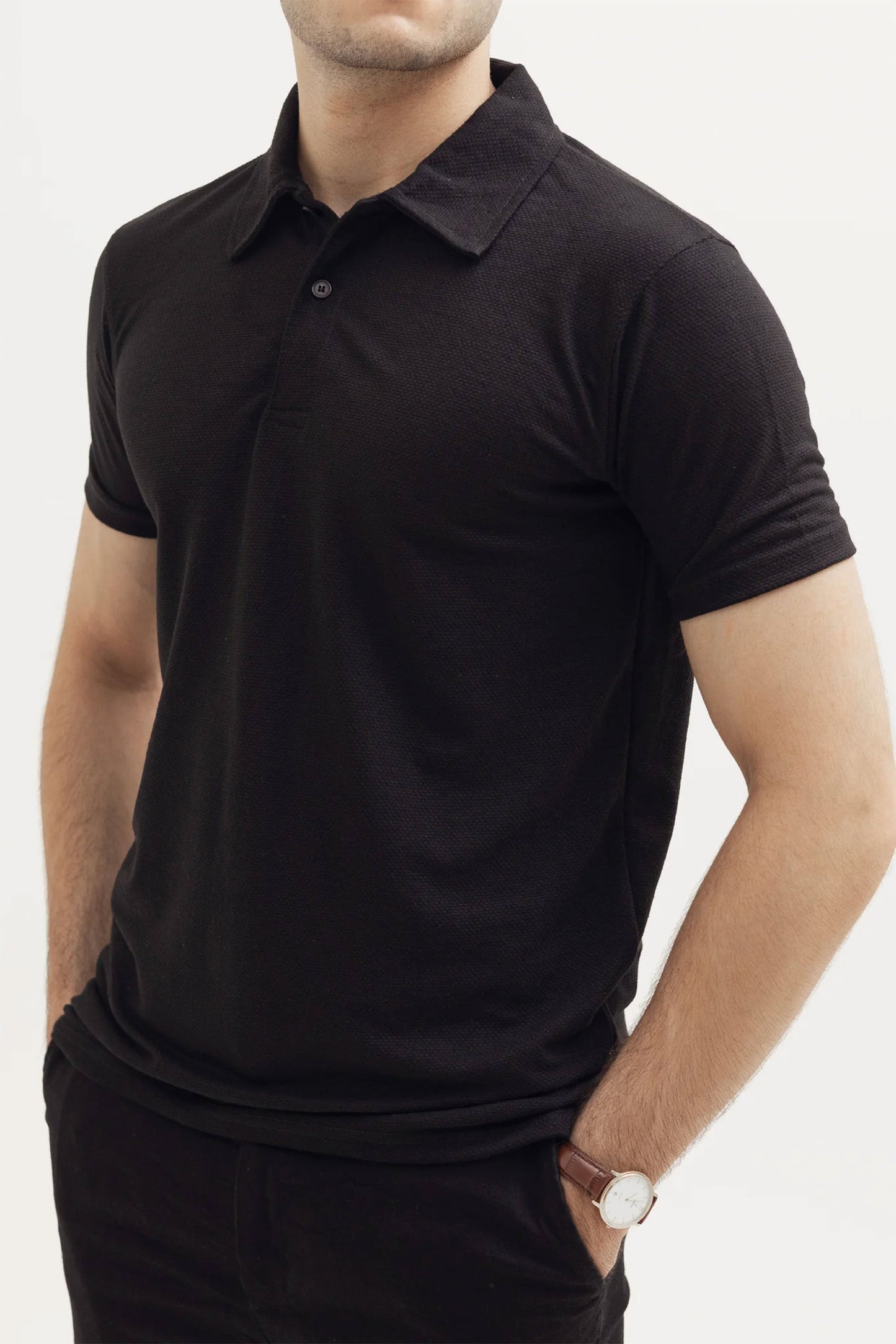 Jet Black Popcorn Polo