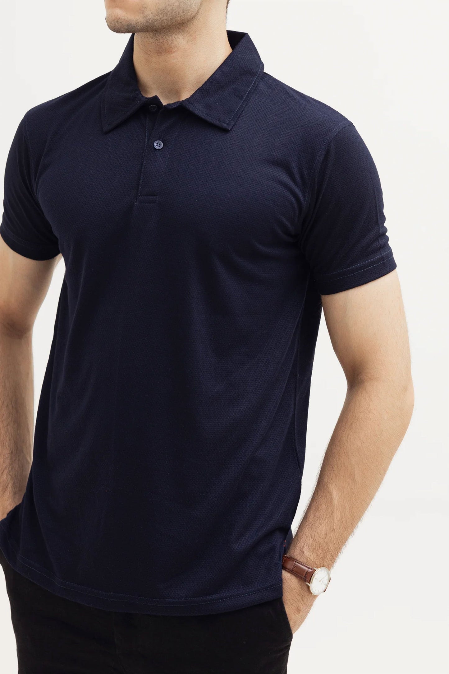Midnight Navy Popcorn Polo