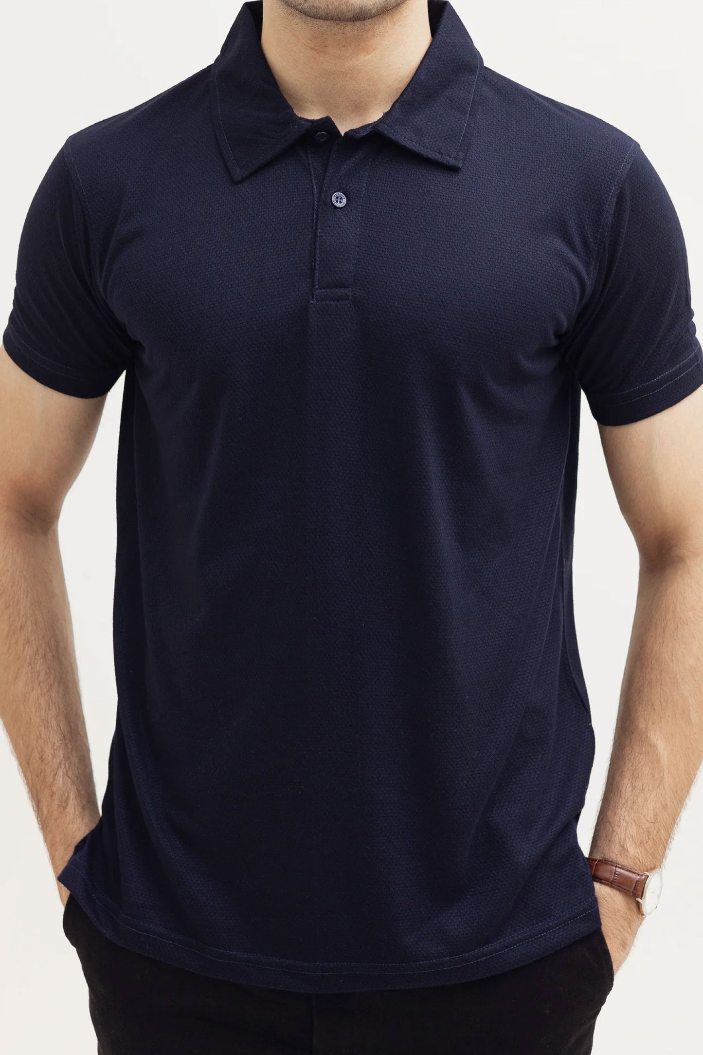 Midnight Navy Popcorn Polo