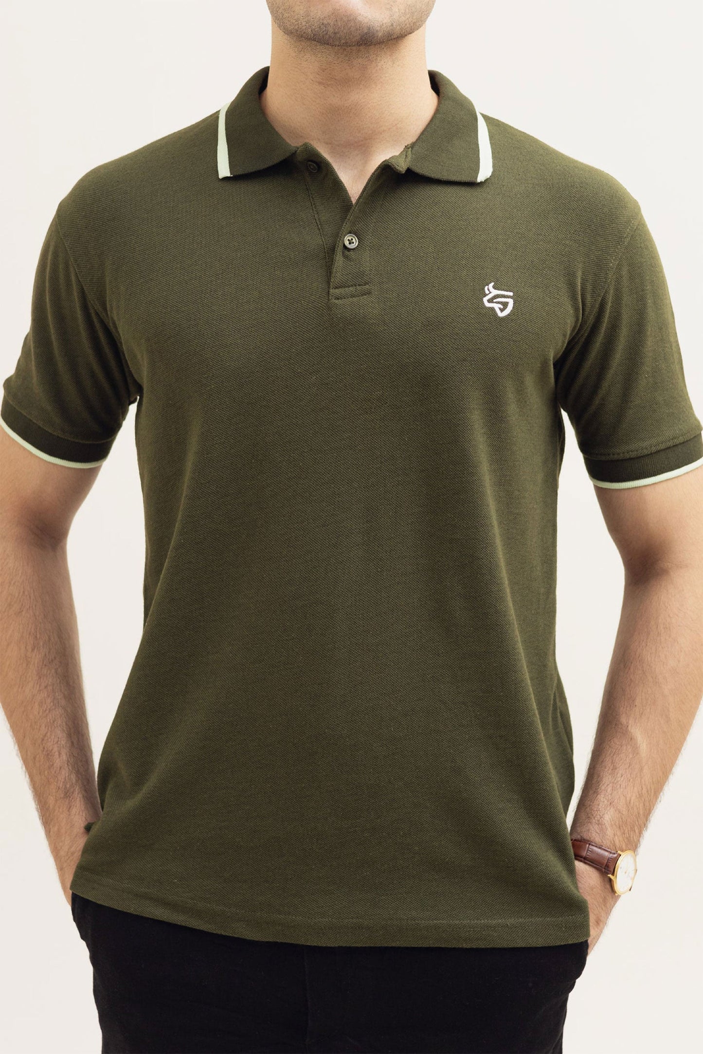 Olive Green Tipping Polo