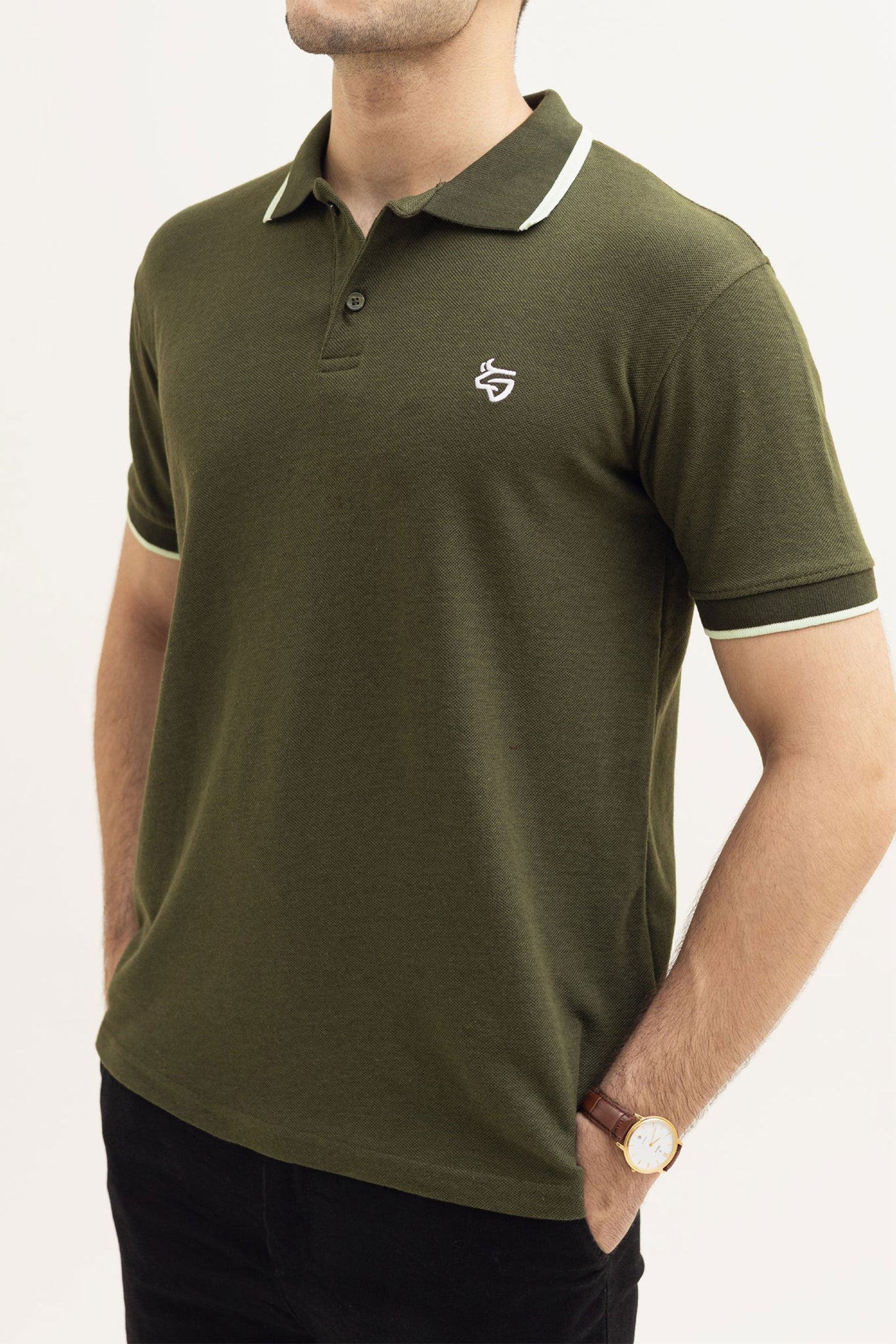 Olive Green Tipping Polo