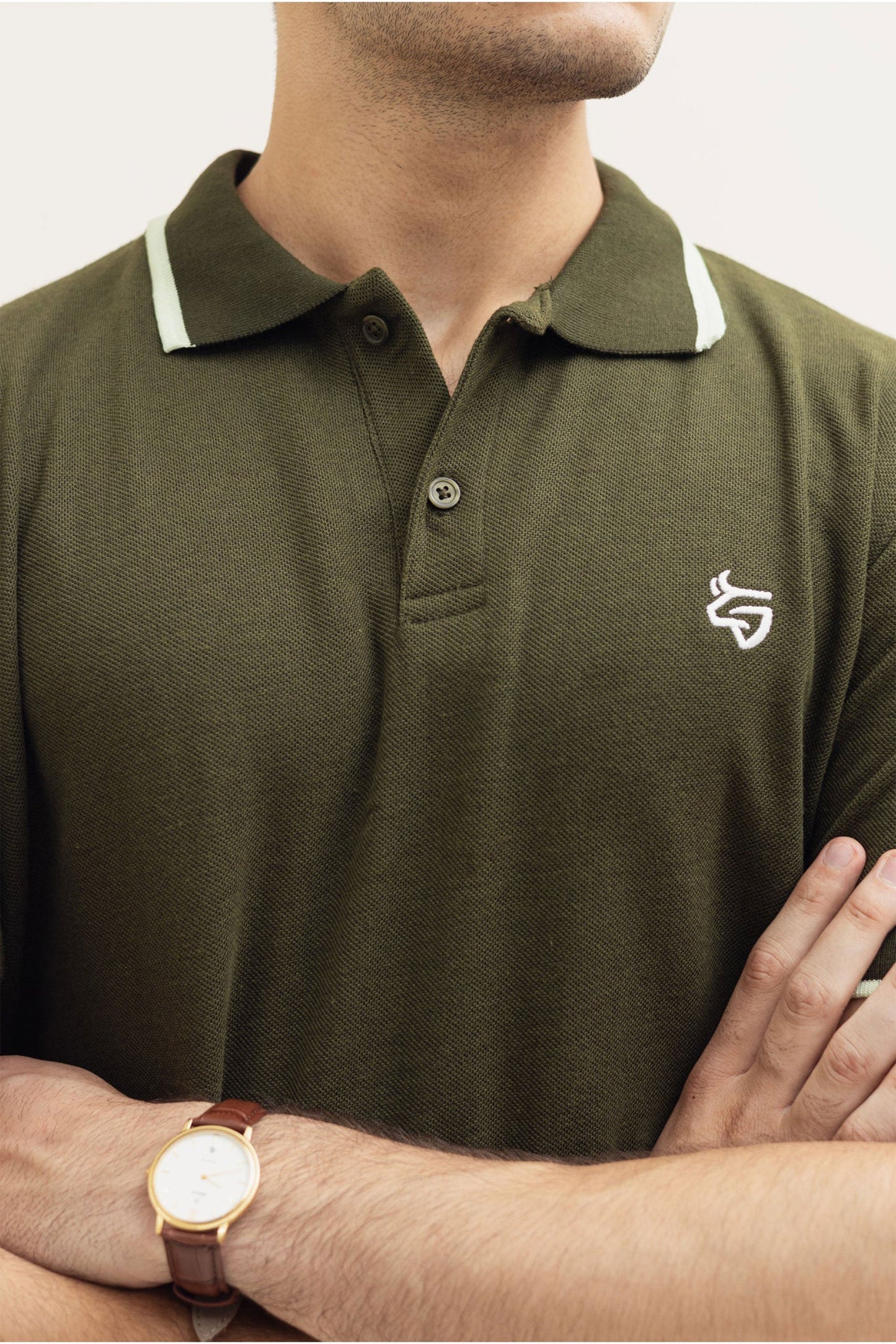 Olive Green Tipping Polo