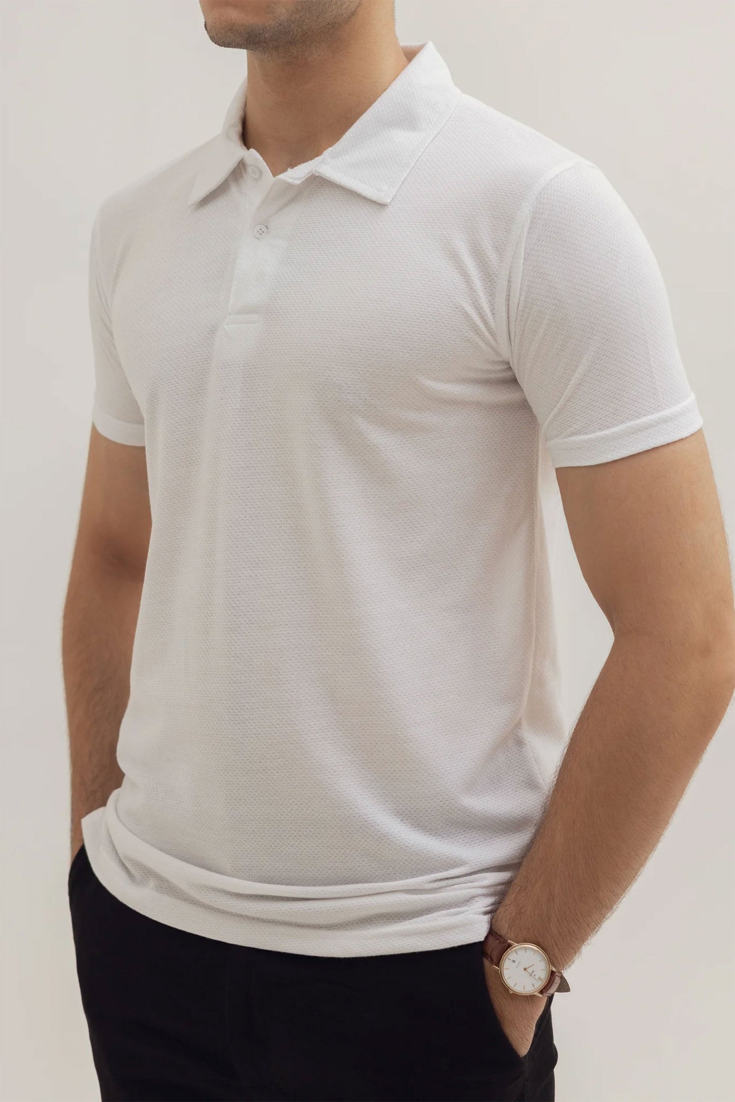 Pure White Popcorn Polo