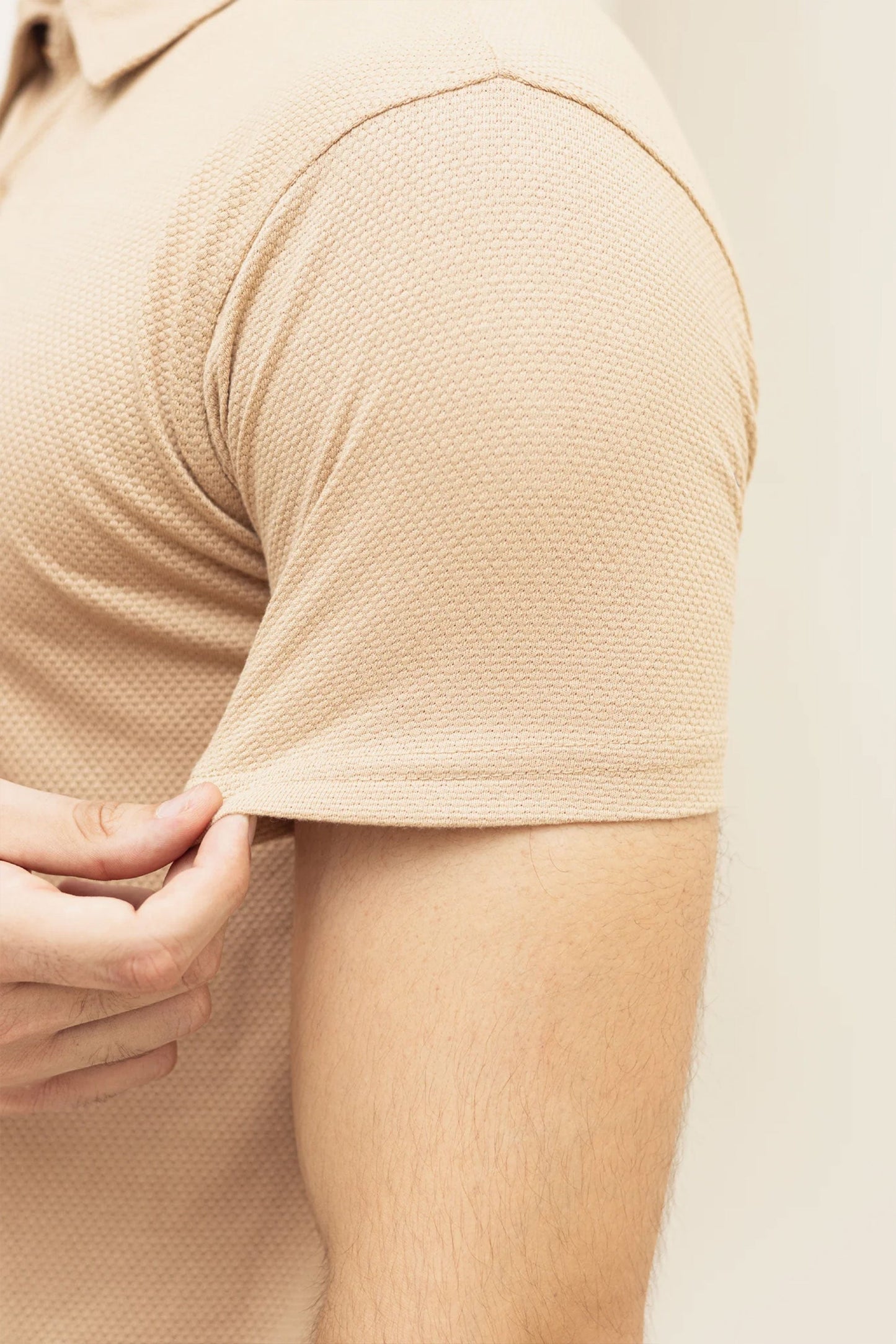 Soft Beige Popcorn Polo