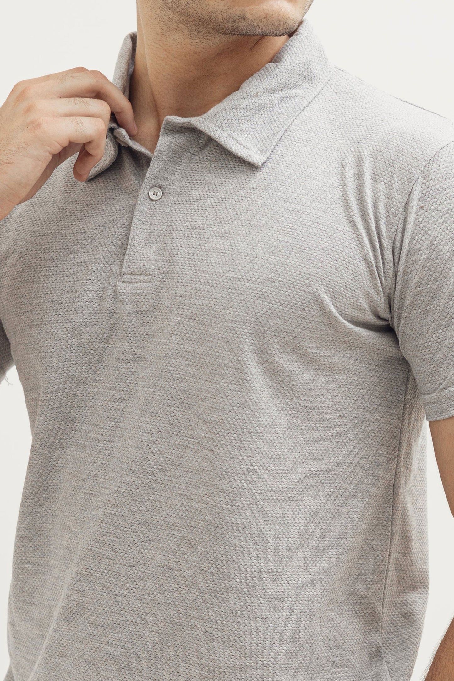 Stone Grey Popcorn Polo